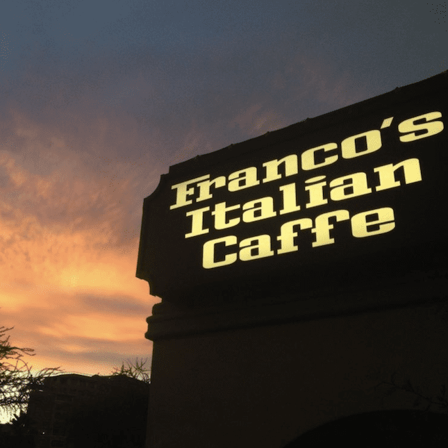 franco's italian caffee restaurant at sunset